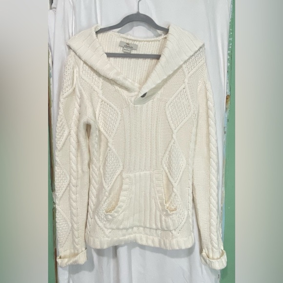 Cable Knit Pullover Hooded Bob Timberlake Sweater W/Kangaroo Pocket Size Medium - Picture 1 of 10
